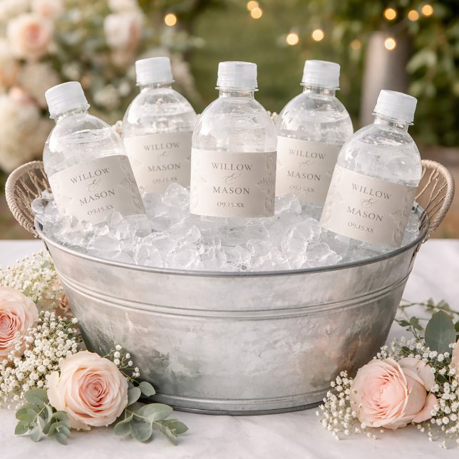Elegant Classic Ivory Baroque Wedding Wasserflaschenetikett (Elegant Classic Ivory Baroque Wedding Water Bottle Label)