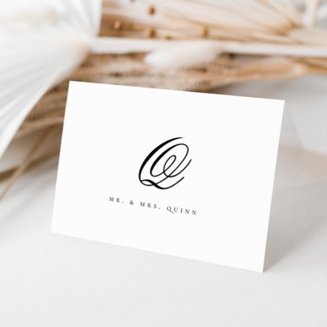 Elegant Classic Last Name Initial Wedding Dankeskarte (Von Creator hochgeladen)