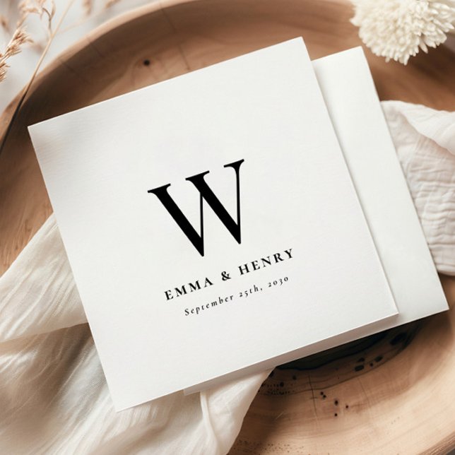 Elegant Classic Last Name Initial Wedding Serviette (Von Creator hochgeladen)