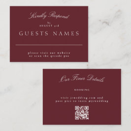 Elegant Classic Maroon Wedding QR CODE UAWG Mitteilungskarte