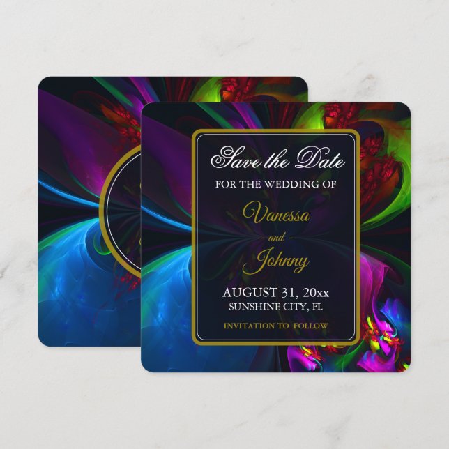 Elegant Classic Modern Floral Pattern #902 Wedding Save The Date (Vorne/Hinten)
