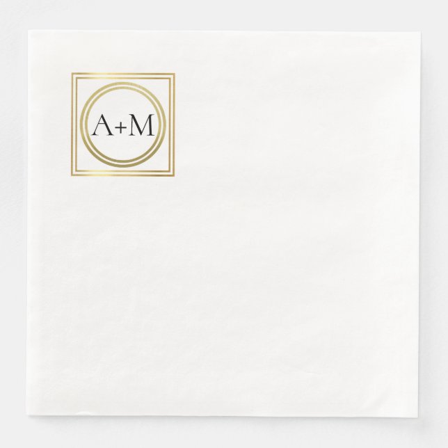 Elegant classic modern Wedding Monogram Serviette (Vorderseite)