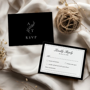 elegant Classic Monogram Wedding RSVP Card Begleitkarte
