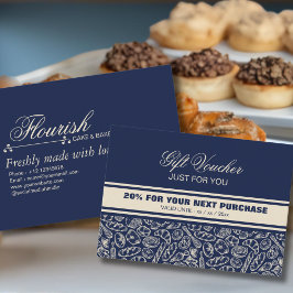 Elegant Classic Navy Blue Bakery Discount Card Rabattkarte