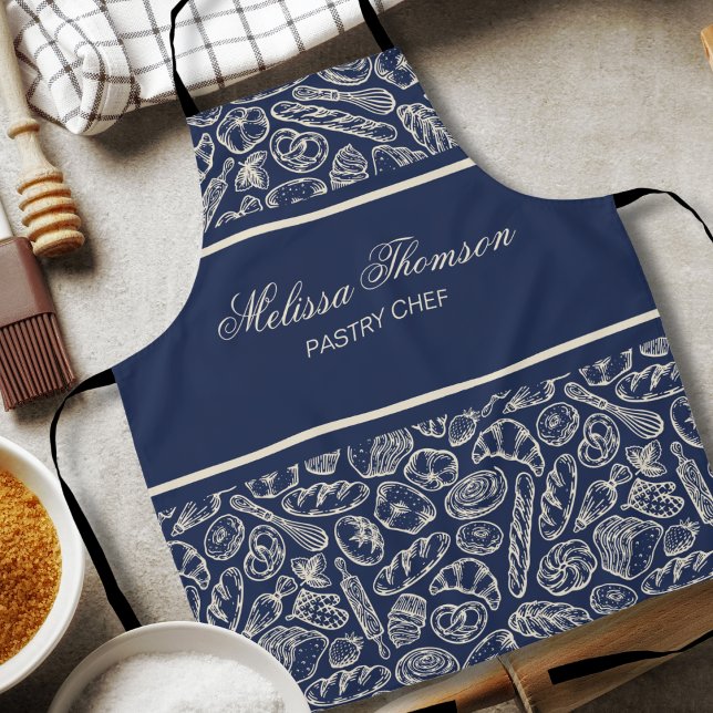 Elegant Classic Navy Blue Cake Bakery Chef Schürze (Von Creator hochgeladen)