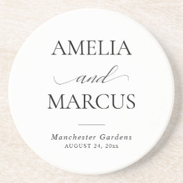 Elegant Classic Script Calligraphy Wedding Getränkeuntersetzer