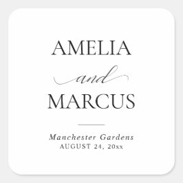 Elegant Classic Script Calligraphy Wedding Quadratischer Aufkleber