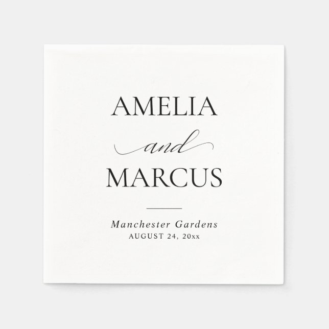 Elegant Classic Script Calligraphy Wedding Serviette (Vorderseite)