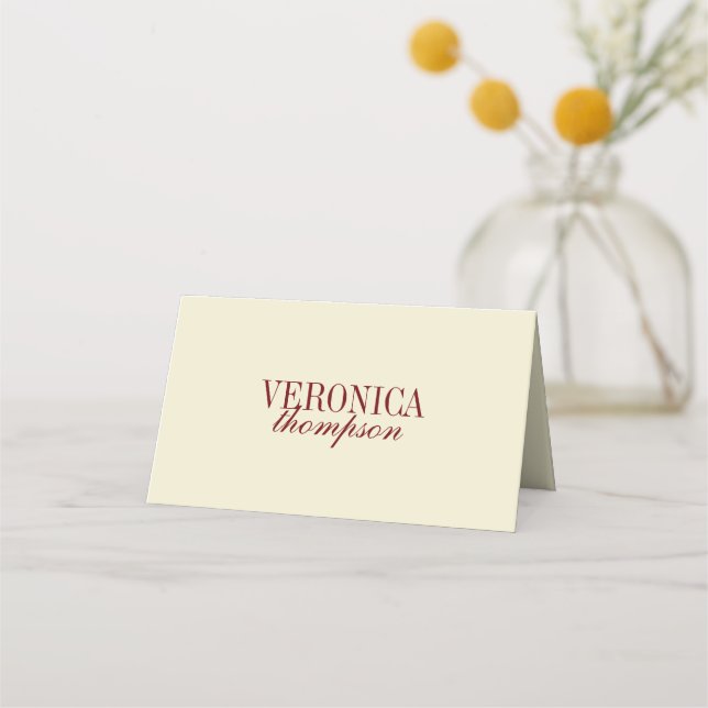 Elegant Classic Script Ivory Cream Wedding Custom Platzkarte (Vorderseite)