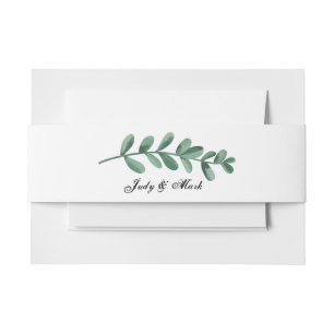 Elegant Classic Watercolor Green Leaves Einladungsbanderole