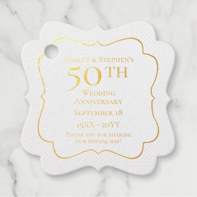 Elegant Classy 50. Hochzeitstag Geschenkanhänger (Vorderseite)