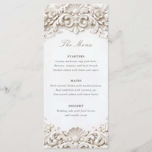 Elegant Classy Baroque Frame Wedding Menükarte (Vorderseite)