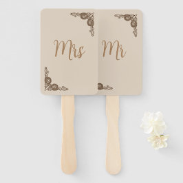 Elegant Classy Beige verziert Mrs. or Mr. Wedding  Fächer
