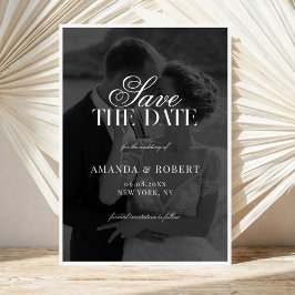 Elegant Classy Black and White Photo Wedding Save The Date