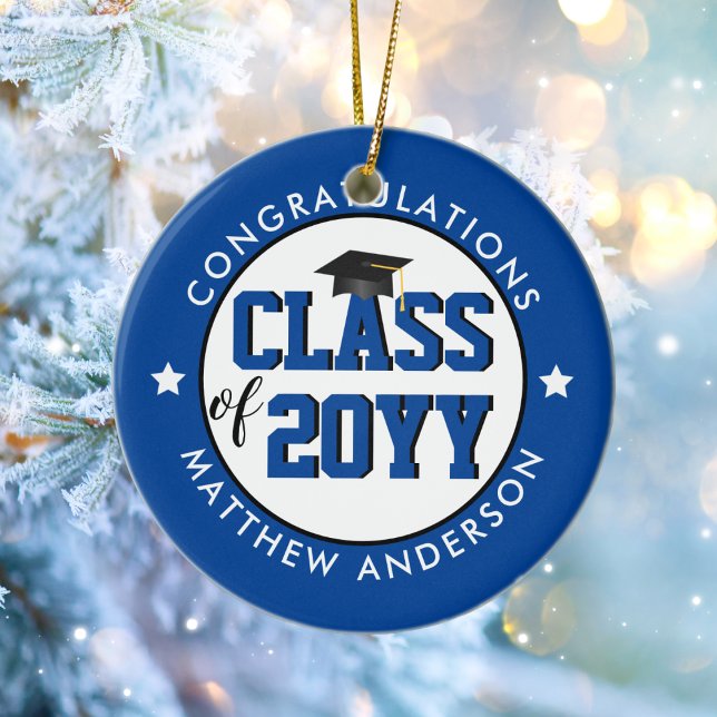 Elegant Classy Blue Class of 2023 Abschluss Keramik Ornament (Von Creator hochgeladen)