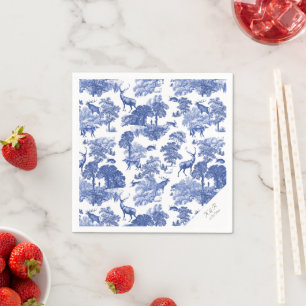 Elegant Classy Blue Toile Serviette
