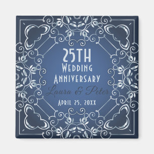 Elegant Classy Blue und Silver Wedding Jubiläum Magnet