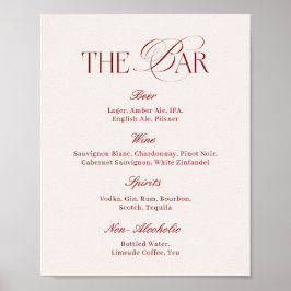 Elegant Classy Burgundy Wedding Bar Poster