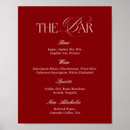 Elegant Classy Burgundy Wedding Bar Poster