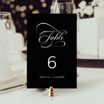 Elegant Classy Calligraphy Wedding Black Tischnummer<br><div class="desc">Romantische und elegante Wirble kalligraphische Hochzeitsszene Tischnummer. Für eine weiter gehende Anpassung dieses Designs klicken Sie bitte auf den BUTTON BLAU DESIGN TOOL oben!</div>