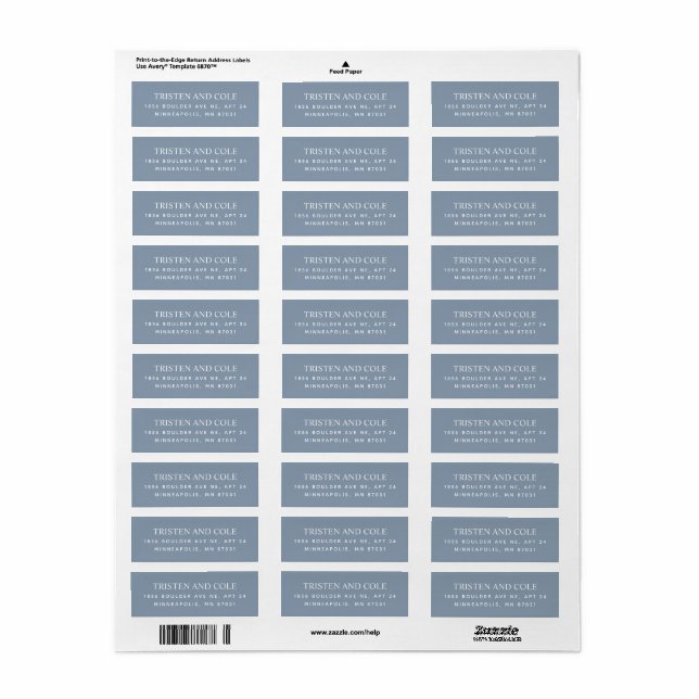 Elegant Classy Dusty Blue Rücksendeadresse (Vorne)