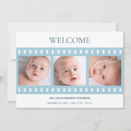 Elegant Classy Filmstrip Baby Boy Foto Blue Birth Ankündigung