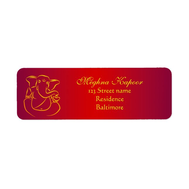 Elegant Classy Ganesh/Indian God Address Labels (Vorne)