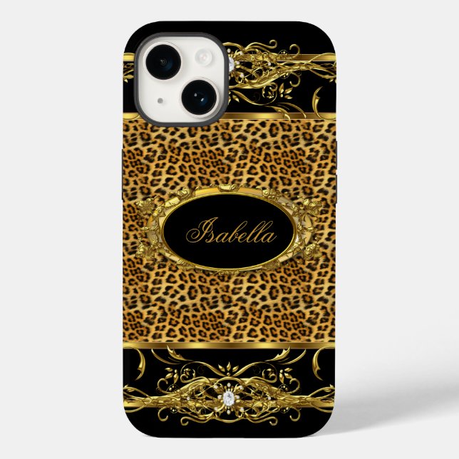 Elegant Classy Gold Leopard Black Case-Mate iPhone Hülle (Rückseite)