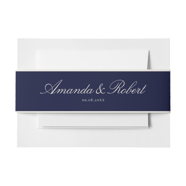 Elegant Classy Navy Blue Wedding Einladungsbanderole (Vorderseite Beispiel)