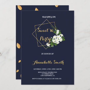 Elegant Classy Navy Geometric Sweet 16 Einladung