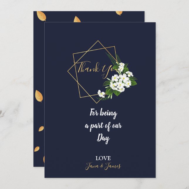 Elegant Classy Navy Geometric Vielen Dank Einladung (Vorne/Hinten)