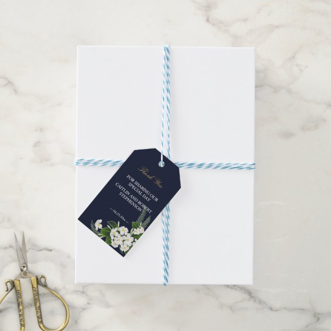 Elegant Classy Navy Geometric Vielen Dank Geschenkanhänger (Mit Garn)