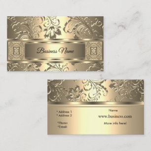 Elegant Classy Sepia Cream Damask Floral Visitenkarte
