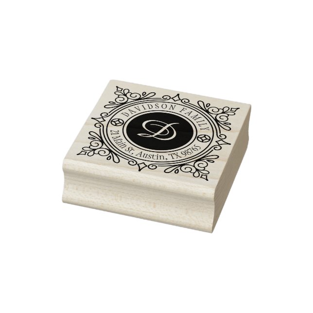 Elegant Classy Vintag Deko Monogram Address Briefm Gummistempel (Stempel)