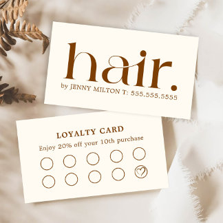 Elegant Clean Boho Brown Bold Hair Stylist Visitenkarte