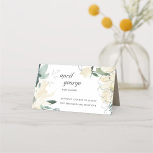 ELEGANT CLEAN IVORY WATERCOLOR BLUMENBABY DUSCHE PLATZKARTE