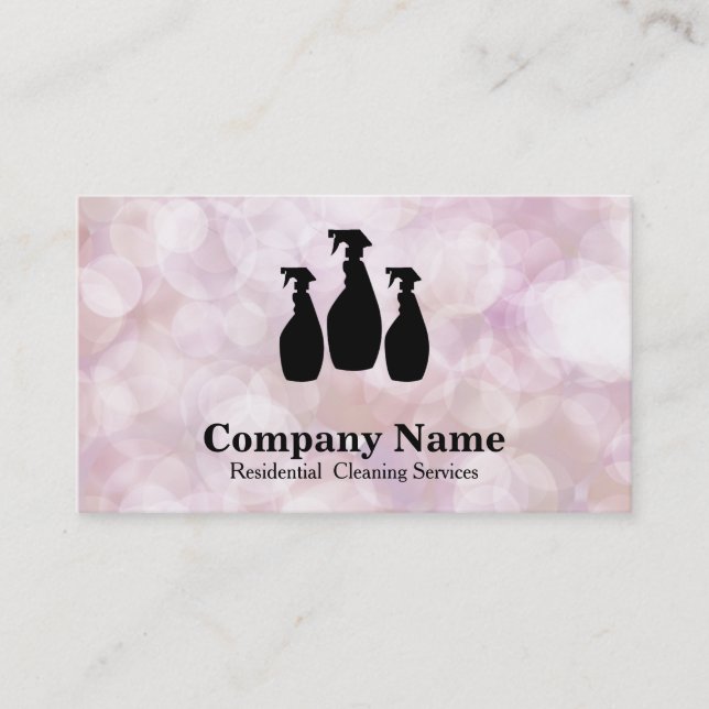 Elegant Cleaning Service Glitter Bokeh Business Ca Visitenkarte (Vorderseite)