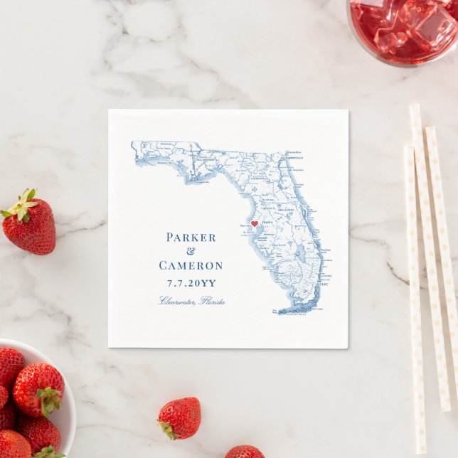 Elegant Clearwater Florida Map Wedding Serviette (Beispiel)