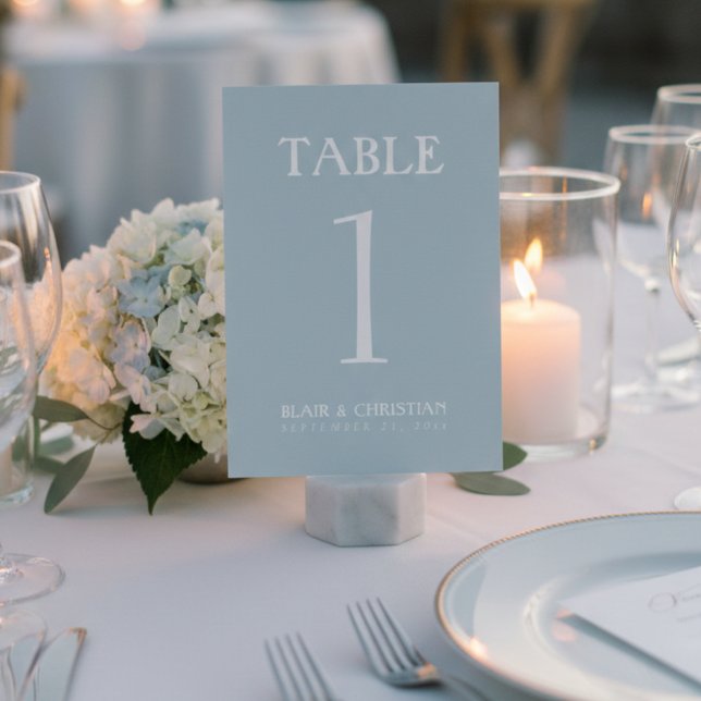 Elegant Coastal Blue Modern Wedding Tischnummer (Elegant Coastal Blue Modern Wedding Table Number
)
