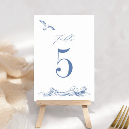 Elegant Coastal Chic Blue Seaside Wedding Tischnummer