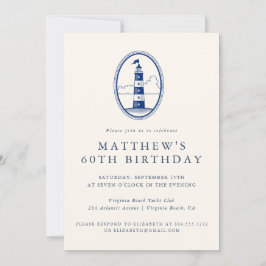 Elegant Coastal Lighthouse Adult Birthday Party Einladung