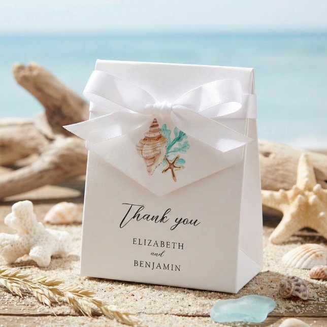 Elegant Coastal Seashell Thank you Beach Wedding Geschenkschachtel (Von Creator hochgeladen)
