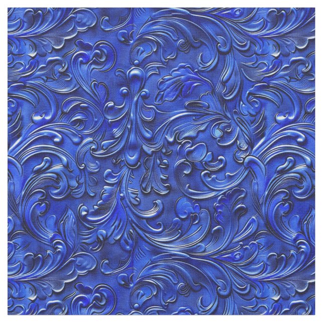 Elegant cobalt blue tooled leather  stoff (Nahaufnahme)