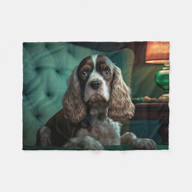 Elegant Cocker Spanel Classic Portrait Design Fleecedecke (Vorderseite (Horizontal))