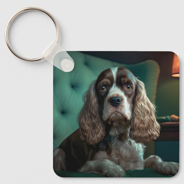 Elegant Cocker Spanel Classic Portrait Design Schlüsselanhänger (Vorderseite)