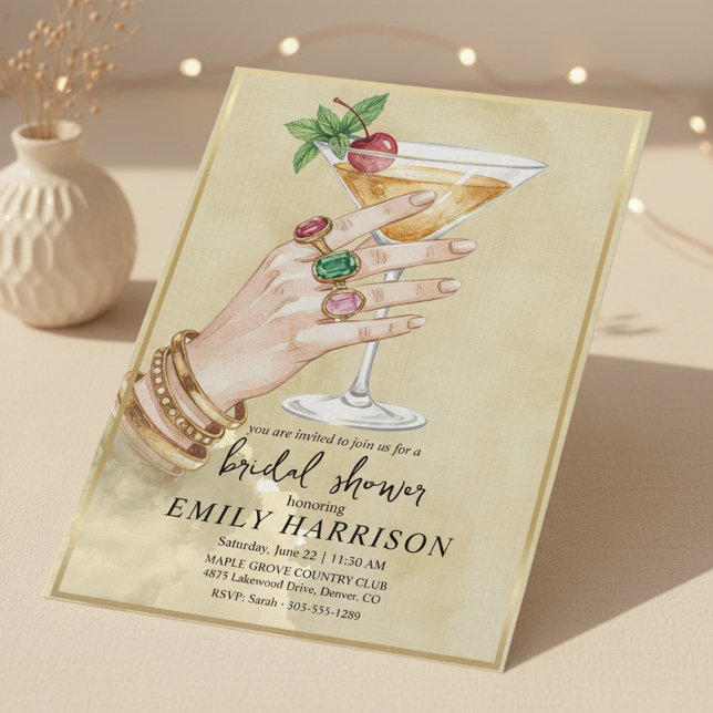 Elegant Cocktail Bridal Shower Invitation Art Einladung (Von Creator hochgeladen)