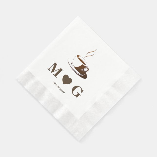 Elegant Coffee Party Wedding Coined Luncheon Serviette (Ecke)