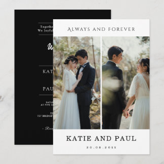 Elegant Collage 2 Photo Modern Black Chic Wedding  Einladung