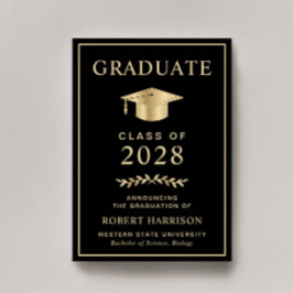 Elegant College Black Gold Graduation Ankündigung