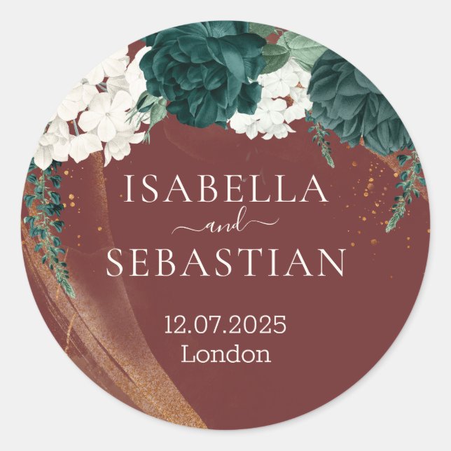 Elegant Color Rose Floral Runder Aufkleber (Vorderseite)